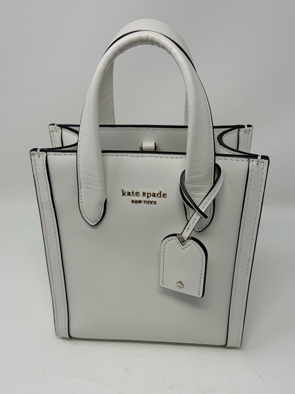 kate spade White Leather Structured Mini Tote